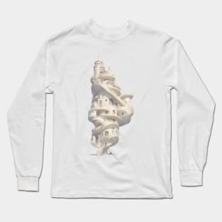 Parnassus Futuristic Victorian Art Nouveau Spiral Tower Long Sleeve T-Shirt